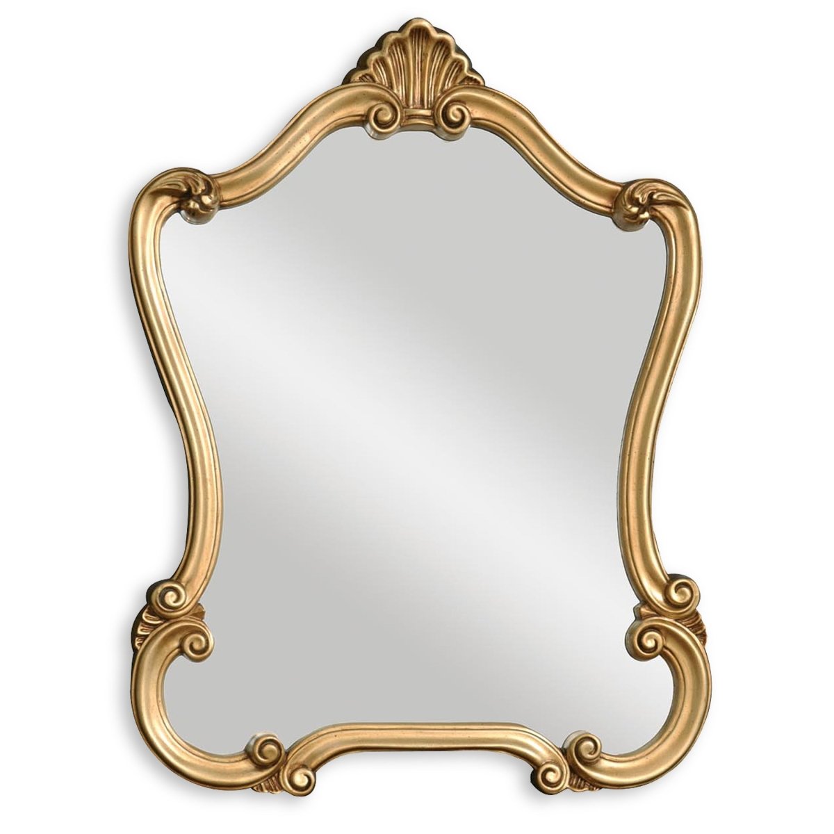 Lightly Distressed Gold Ornate Scroll Frame Mirror - Uttermost - Other Mirrors by Modest Hut