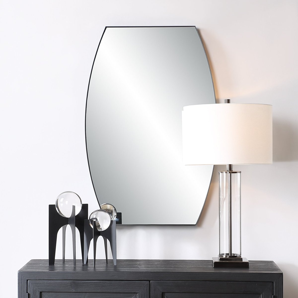 Matte Black Convex Iron Mirror - Uttermost - Other Mirrors by Modest Hut