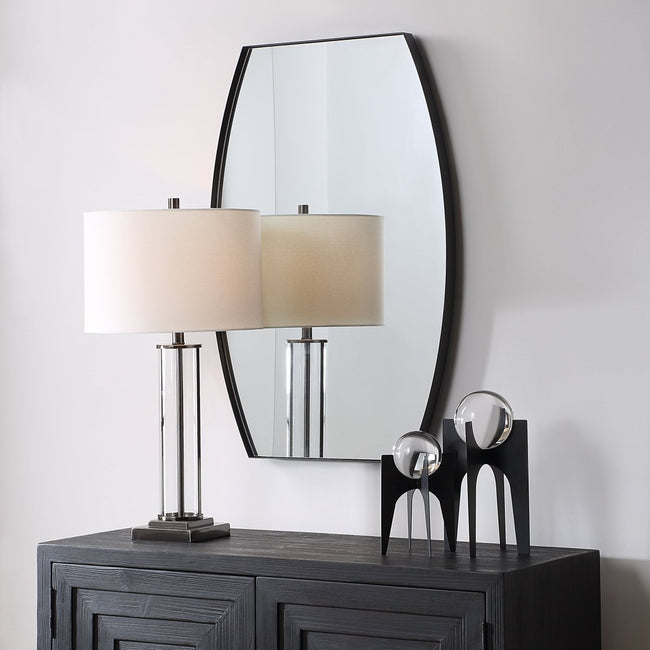 Matte Black Convex Iron Mirror - Uttermost - Other Mirrors by Modest Hut