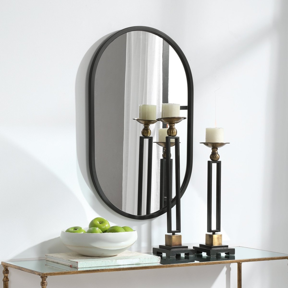 Matte Black Engineered Polymer Modern Frame Mirror - Uttermost - Other Mirrors by Modest Hut