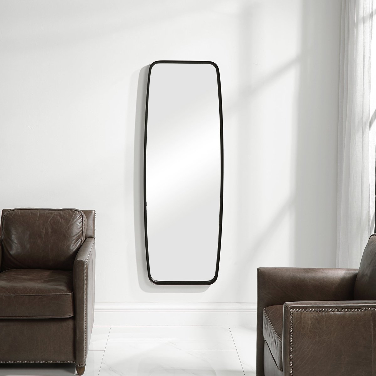 Matte Black Wide Band Metal Frame Mirror - Uttermost - Other Mirrors by Modest Hut