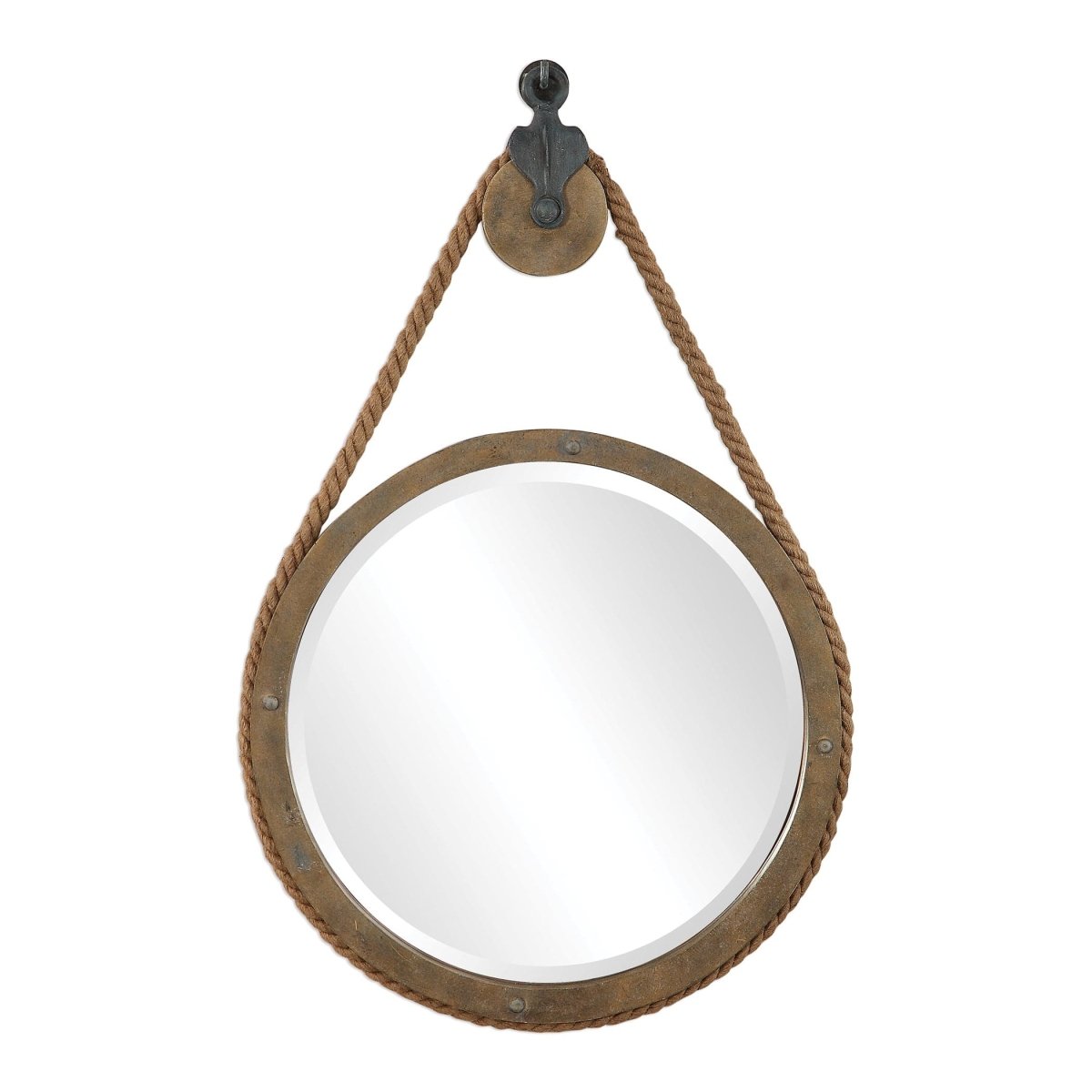 Melton Round Pulley Mirror - Uttermost - Other Mirrors by Modest Hut