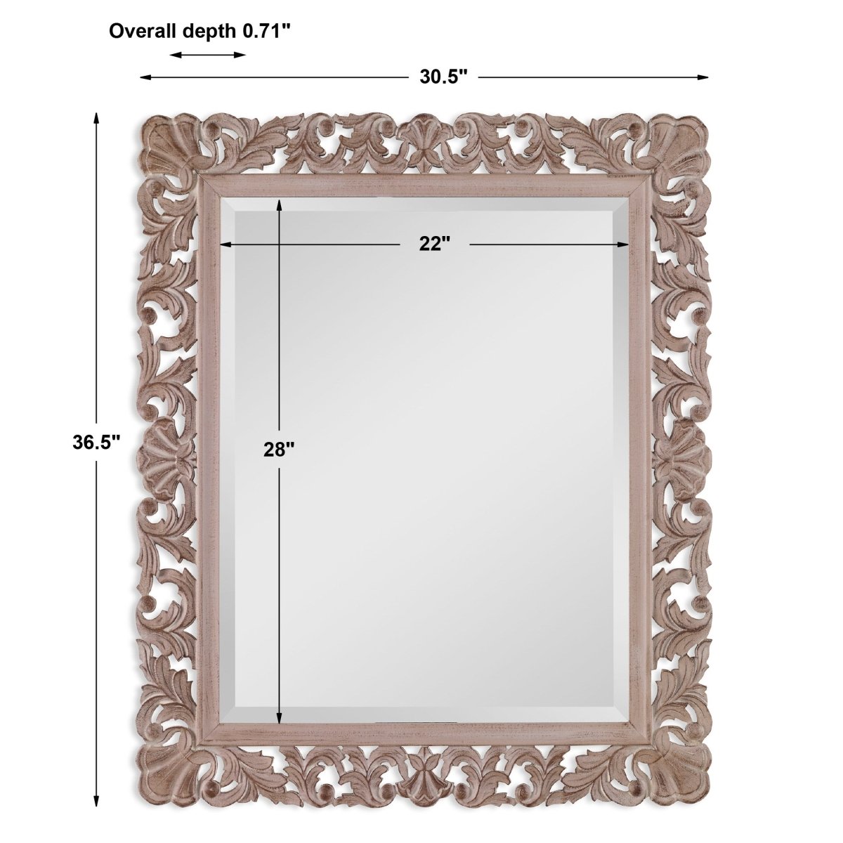 Natural Finish Ornate Scroll Frame Mirror - Uttermost - Other Mirrors by Modest Hut