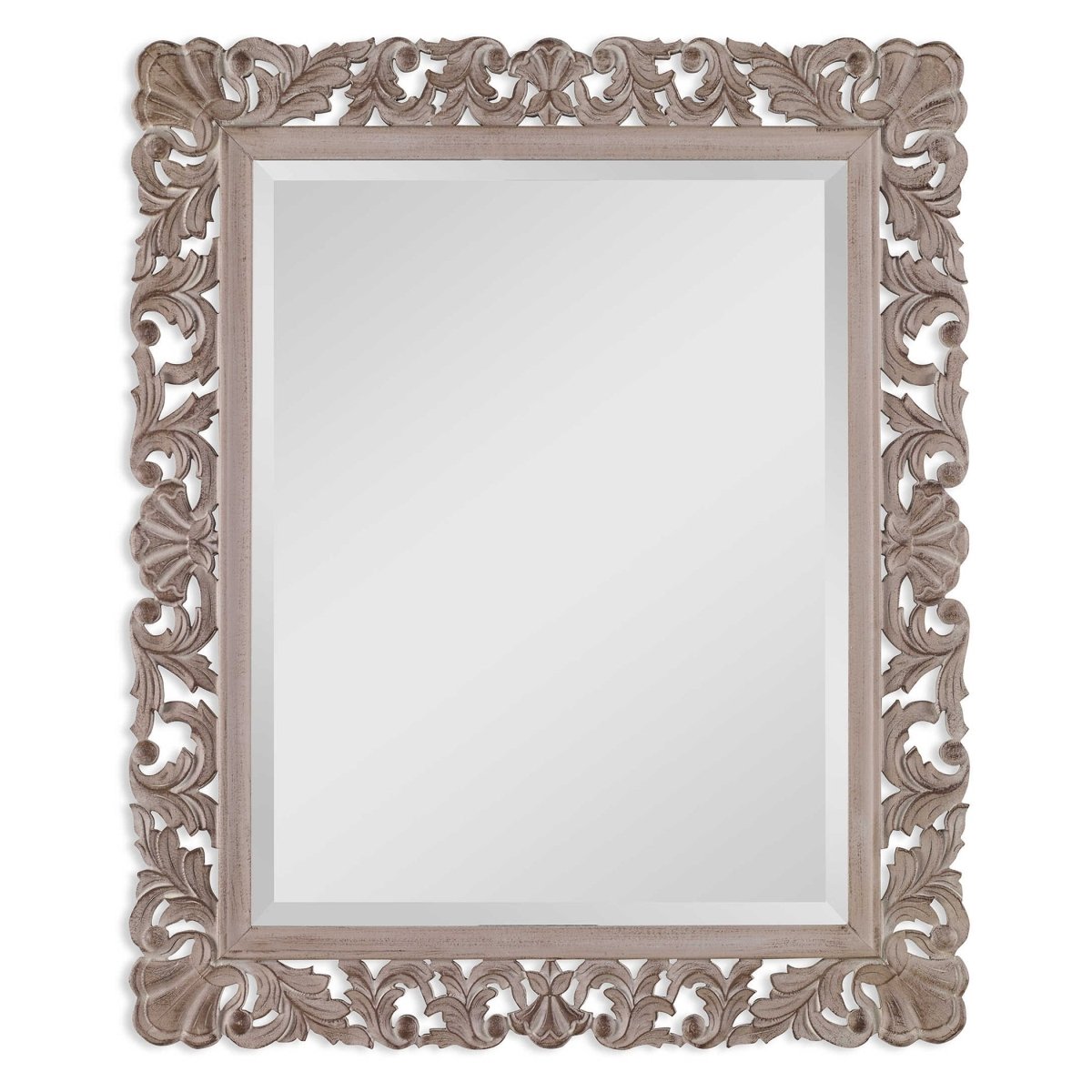 Natural Finish Ornate Scroll Frame Mirror - Uttermost - Other Mirrors by Modest Hut