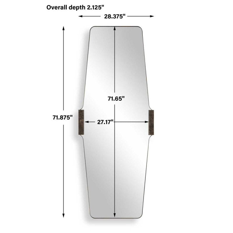Back view of the Orson Golden Bronze Marble Tall Mirror showing hanging hardware