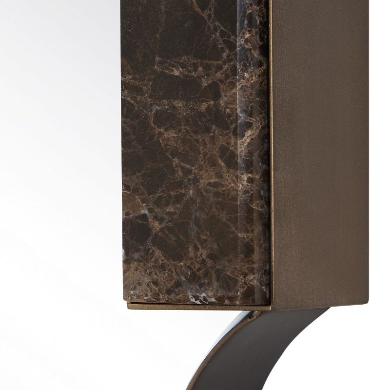 Detail view of the Orson Golden Bronze Marble Tall Mirror finish and construction