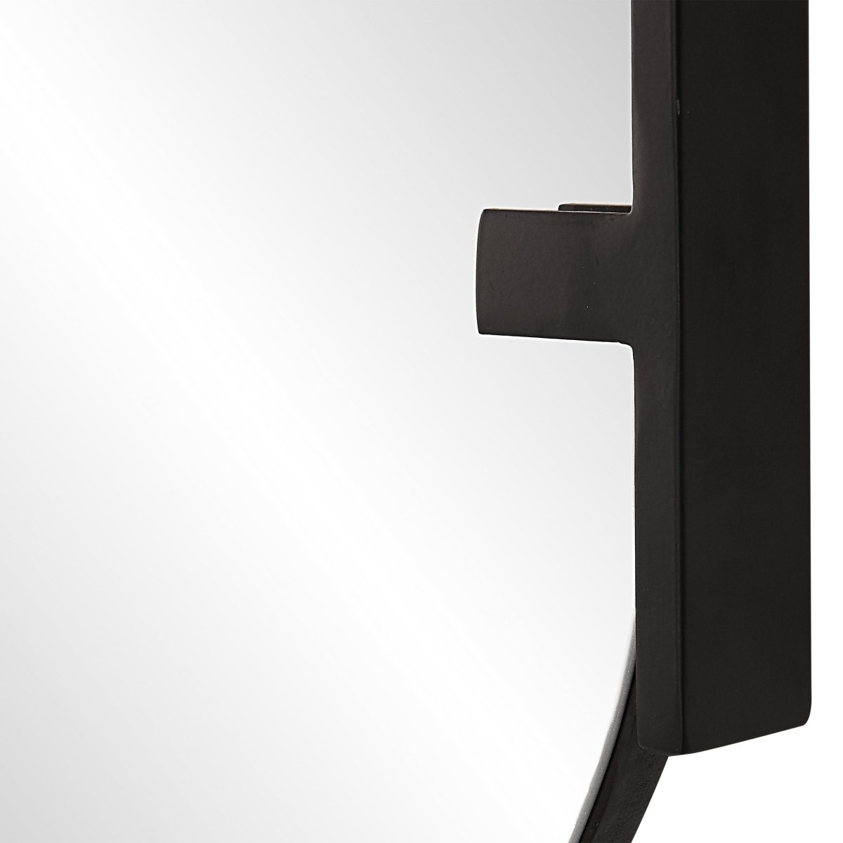 Satin Black Pill Shaped Frameless Mirror with Metal Strips - Uttermost - Other Mirrors by Modest Hut