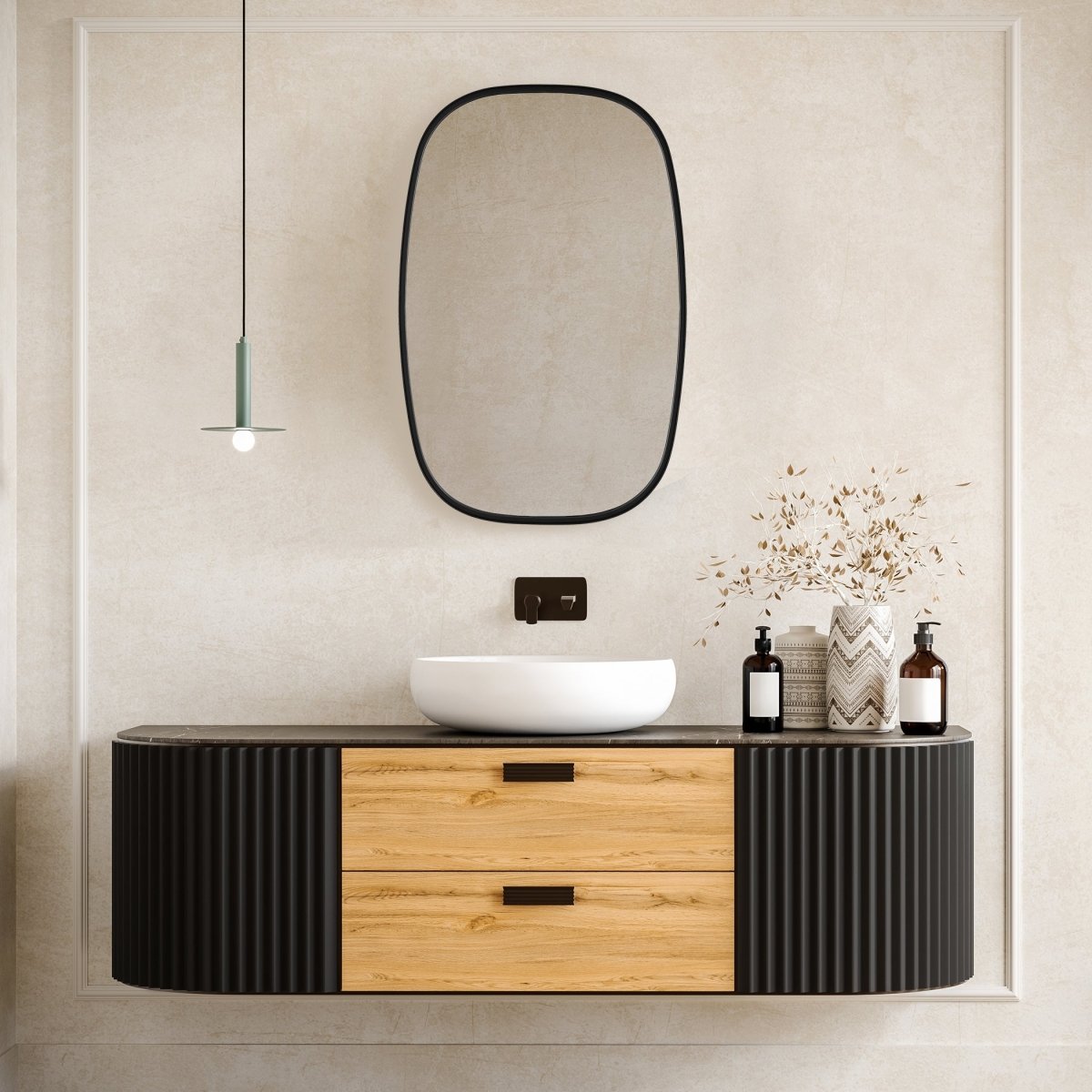 Satin Black Radius Corner Mirror - Uttermost - Other Mirrors by Modest Hut