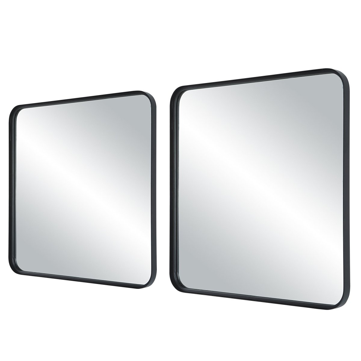 Satin Black Rounded Corner Metal Frame Mirror Set - Uttermost - Other Mirrors by Modest Hut