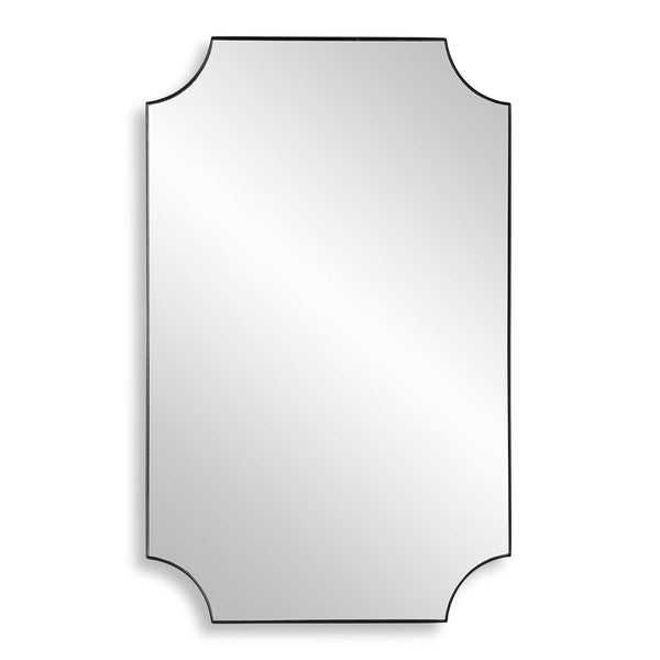 Satin Black Scalloped Corner Solid Iron Frame Mirror - Uttermost - Other Mirrors by Modest Hut