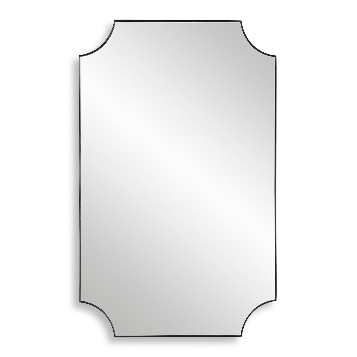 Satin Black Scalloped Corner Solid Iron Frame Mirror - Uttermost - Other Mirrors by Modest Hut