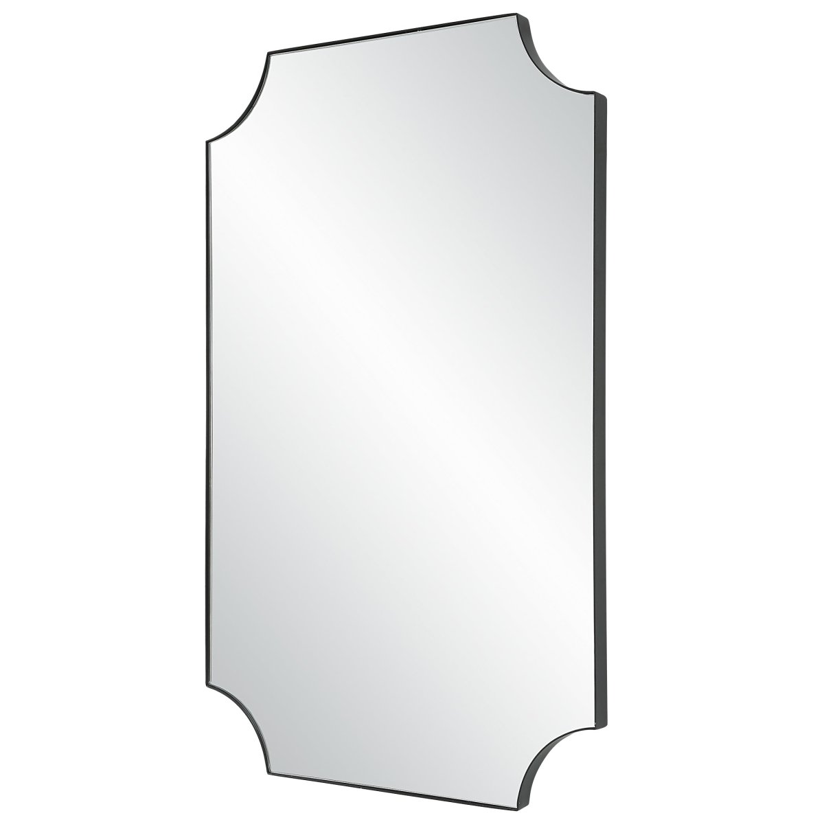 Satin Black Scalloped Corner Solid Iron Frame Mirror - Uttermost - Other Mirrors by Modest Hut