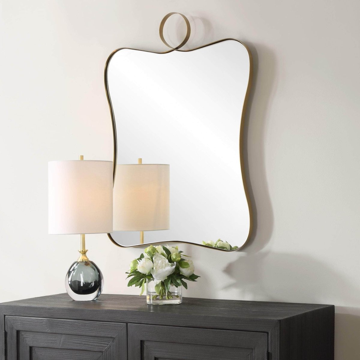 Talia Brass Vanity Mirror - Uttermost - Other Mirrors by Modest Hut