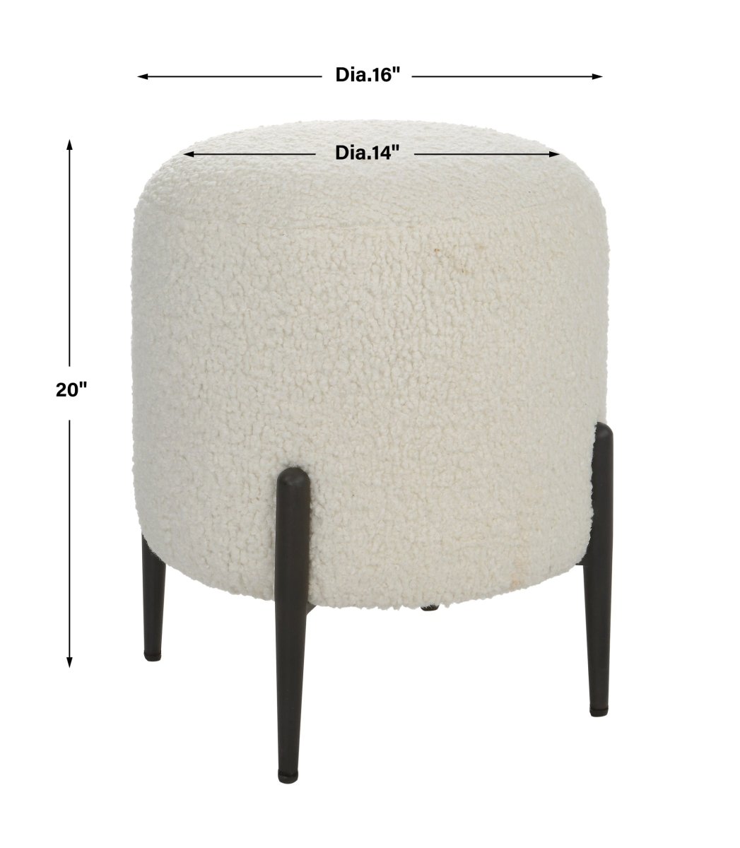 Arles White Shearling Ottoman - Uttermost - Ottomans by Modest Hut