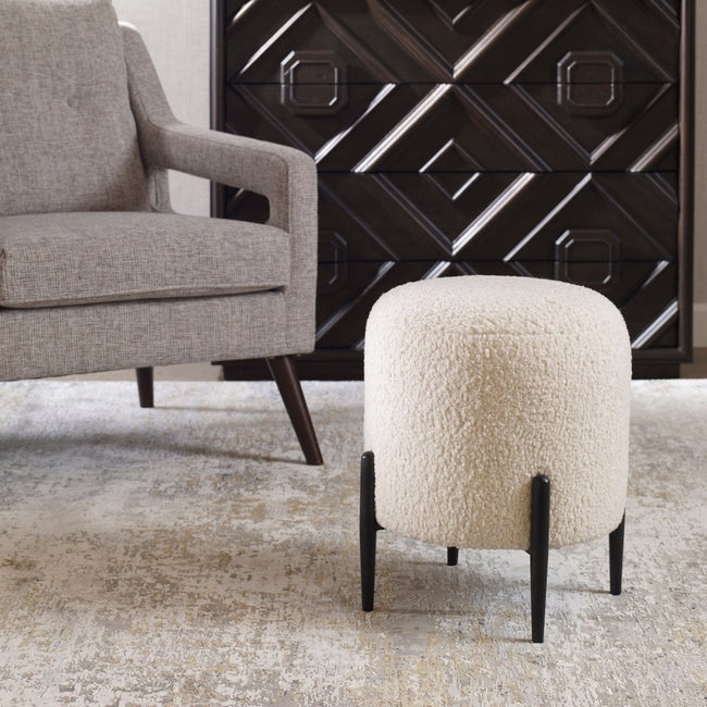 Arles White Shearling Ottoman - Uttermost - Ottomans by Modest Hut