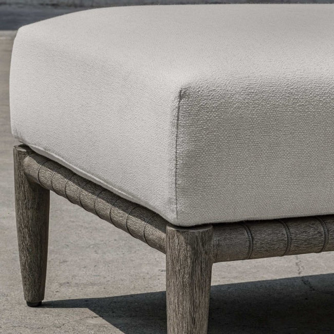 Borneo White Cushion Outdoor Ottoman - Ottomans