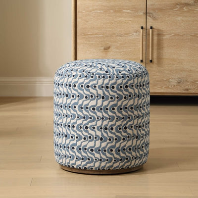 Cas Blue Fabric Ottoman - Ottomans