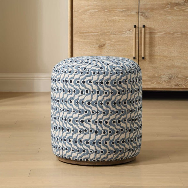 Cas Blue Fabric Ottoman - Ottomans