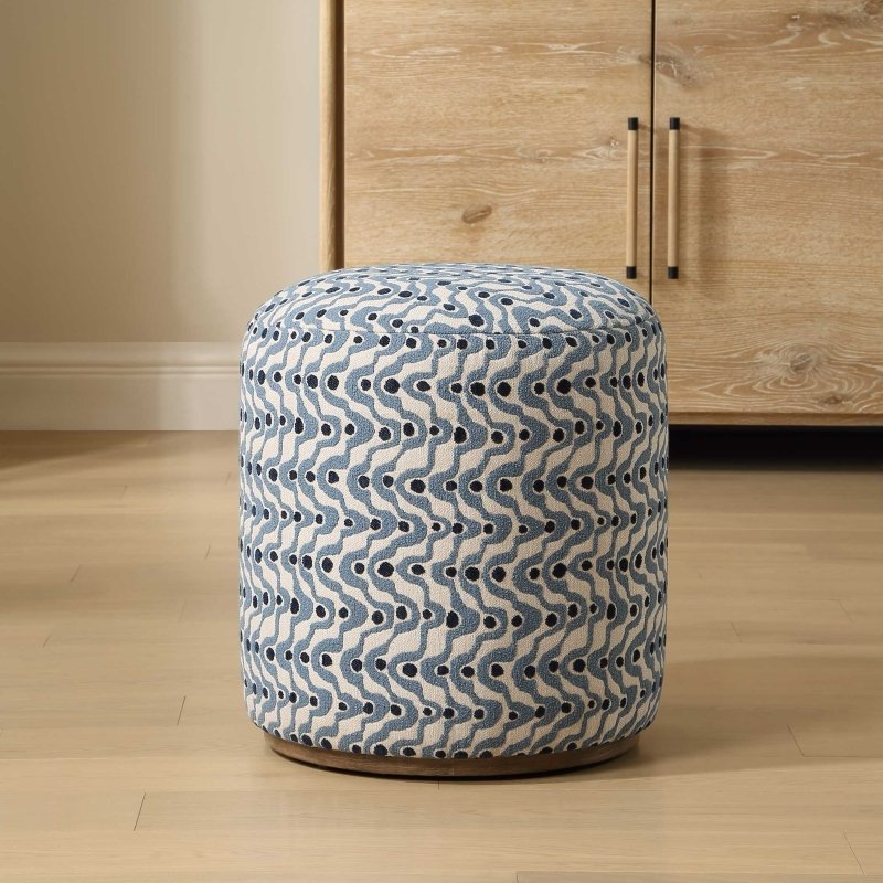 Cas Blue Fabric Ottoman - Ottomans