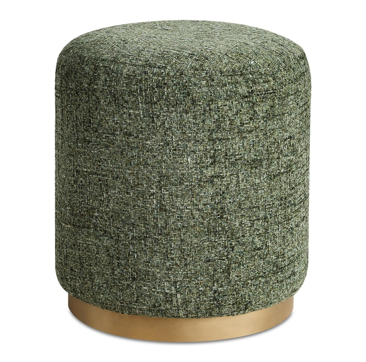 Green Chenille Ottoman with Brass Accents - Uttermost - Ottomans by Modest Hut