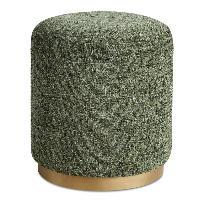 Green Chenille Ottoman with Brass Accents - Uttermost - Ottomans by Modest Hut