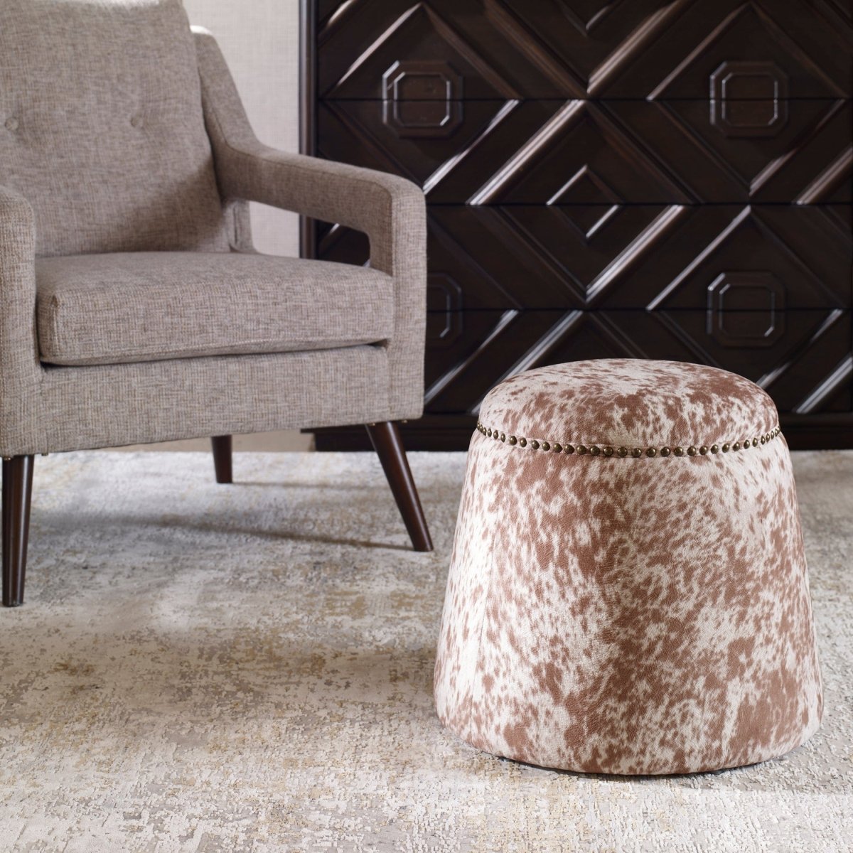 Gumdrop Cow Hide Ottoman - Uttermost - Ottomans by Modest Hut