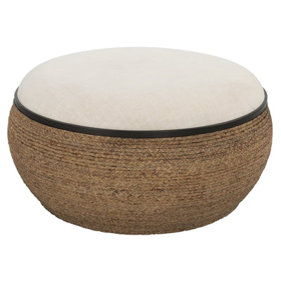 Island Straw Storage Ottoman / Coffee Table - Uttermost - Ottomans by Modest Hut