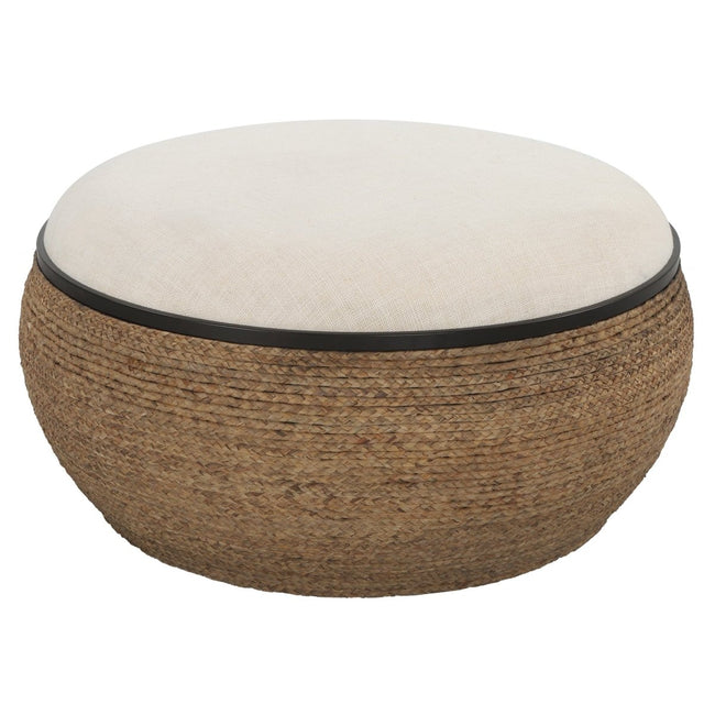Island Straw Storage Ottoman / Coffee Table - Uttermost - Ottomans by Modest Hut
