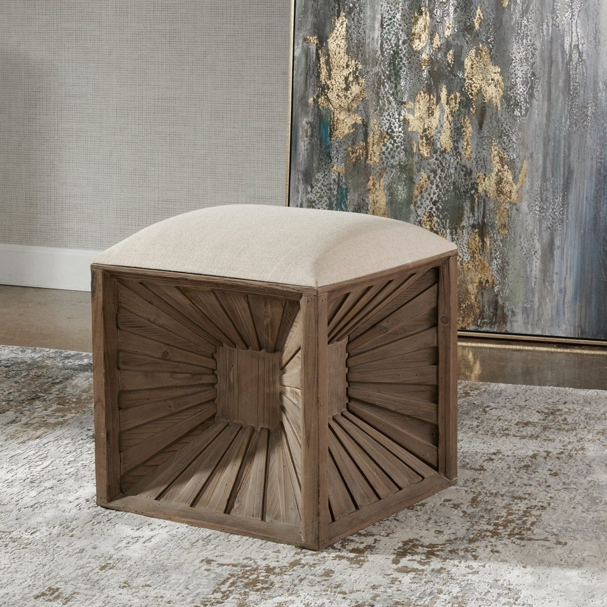 Jia Wooden Ottoman - Uttermost - Ottomans by Modest Hut