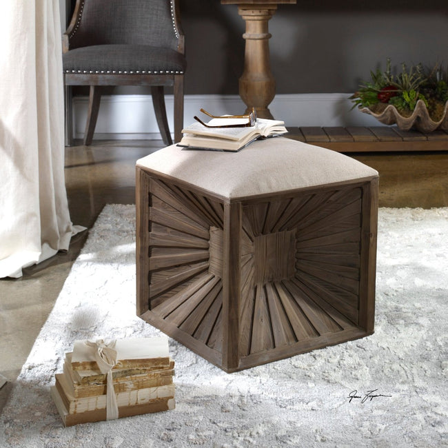 Jia Wooden Ottoman - Uttermost - Ottomans by Modest Hut
