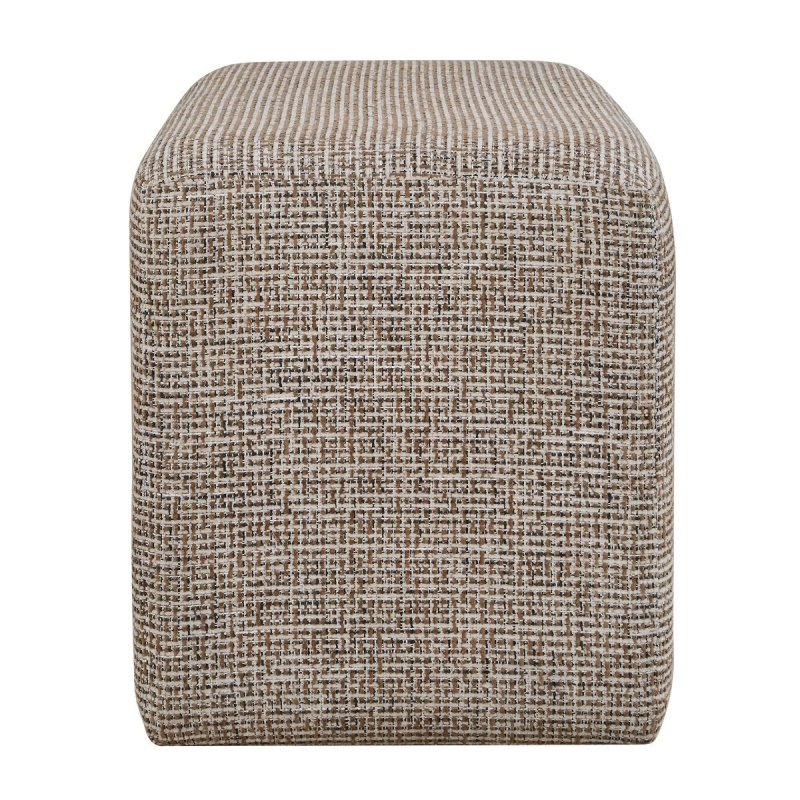 Detail view of the additional upholstery texture on the Kelce Caramel Checkered Ottoman
