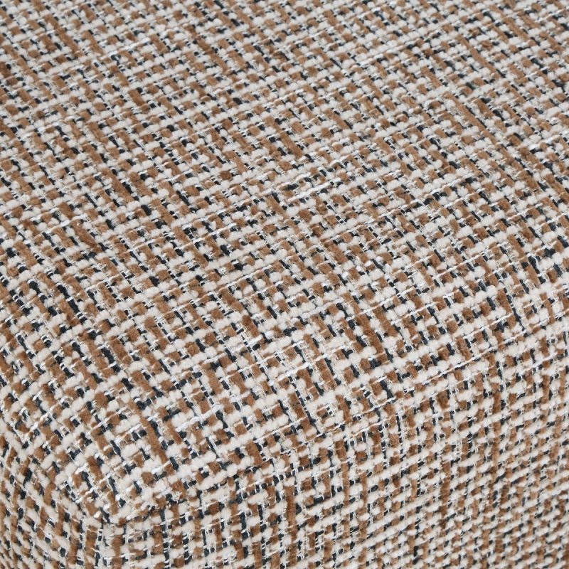 Detail view of the additional seating profile on the Kelce Caramel Checkered Ottoman