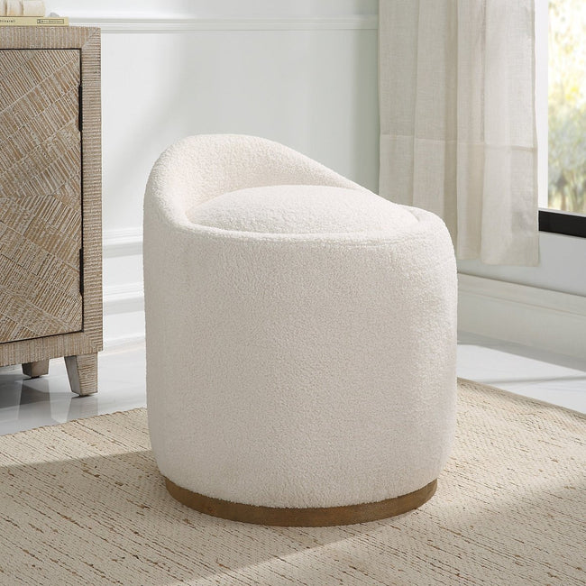 Swirl Swivel Sheepskin Ottoman - Uttermost - Ottomans by Modest Hut