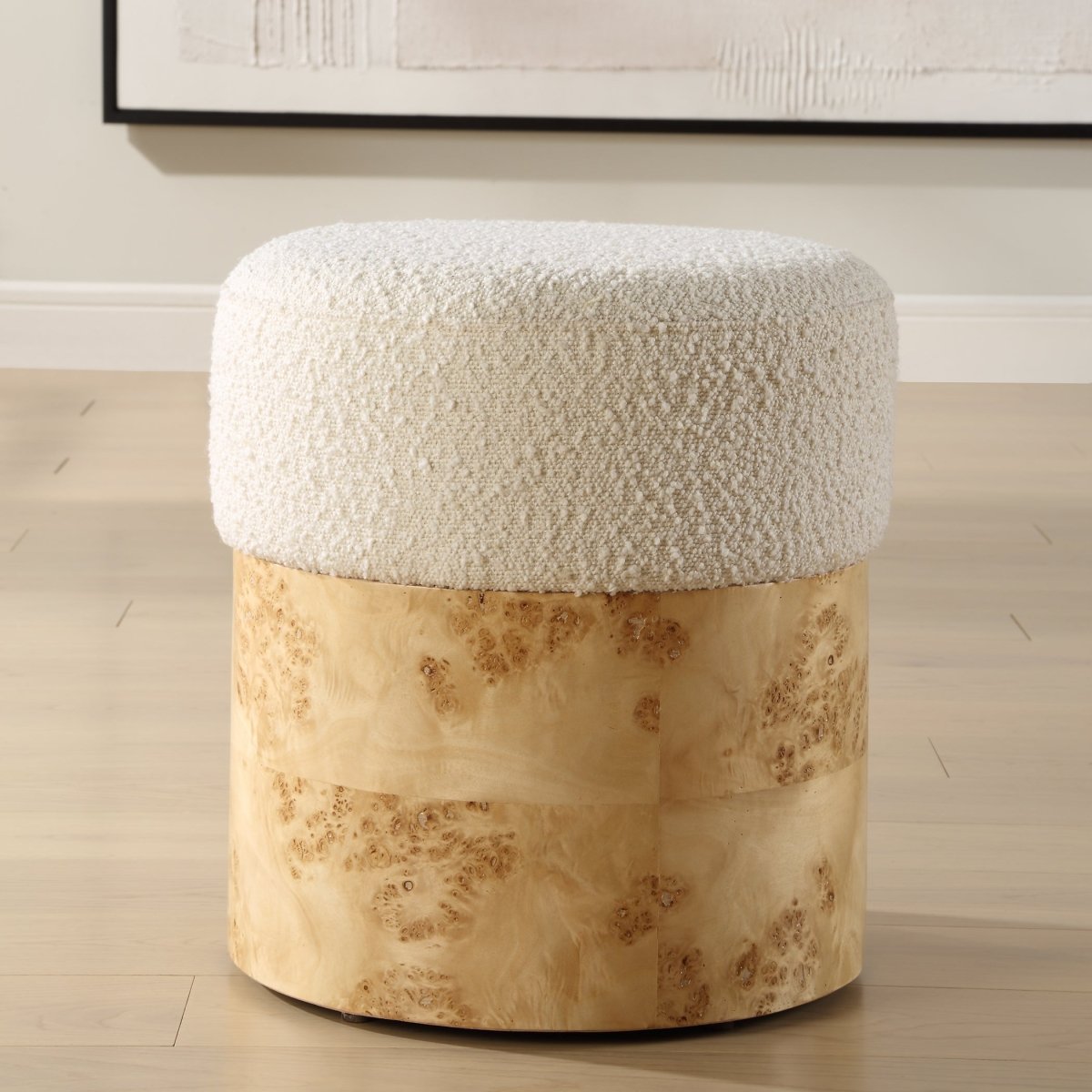 Swirls Poplar Ivory Ottoman - Uttermost - Ottomans by Modest Hut