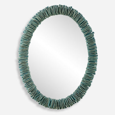 Bonaire Teal Blue Oval Mirror - Uttermost - Oval Mirrors by Modest Hut