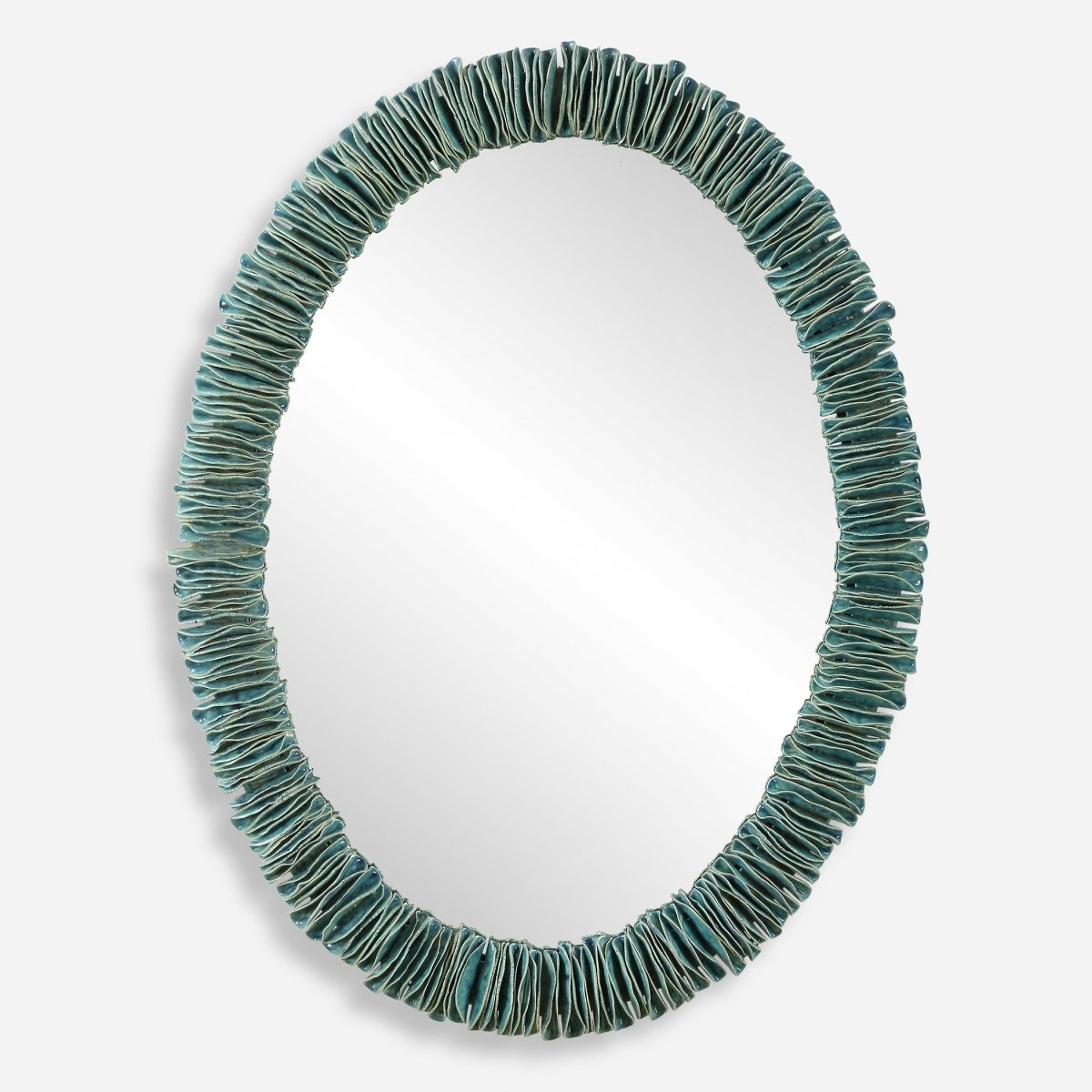 Bonaire Teal Blue Oval Mirror - Uttermost - Oval Mirrors by Modest Hut