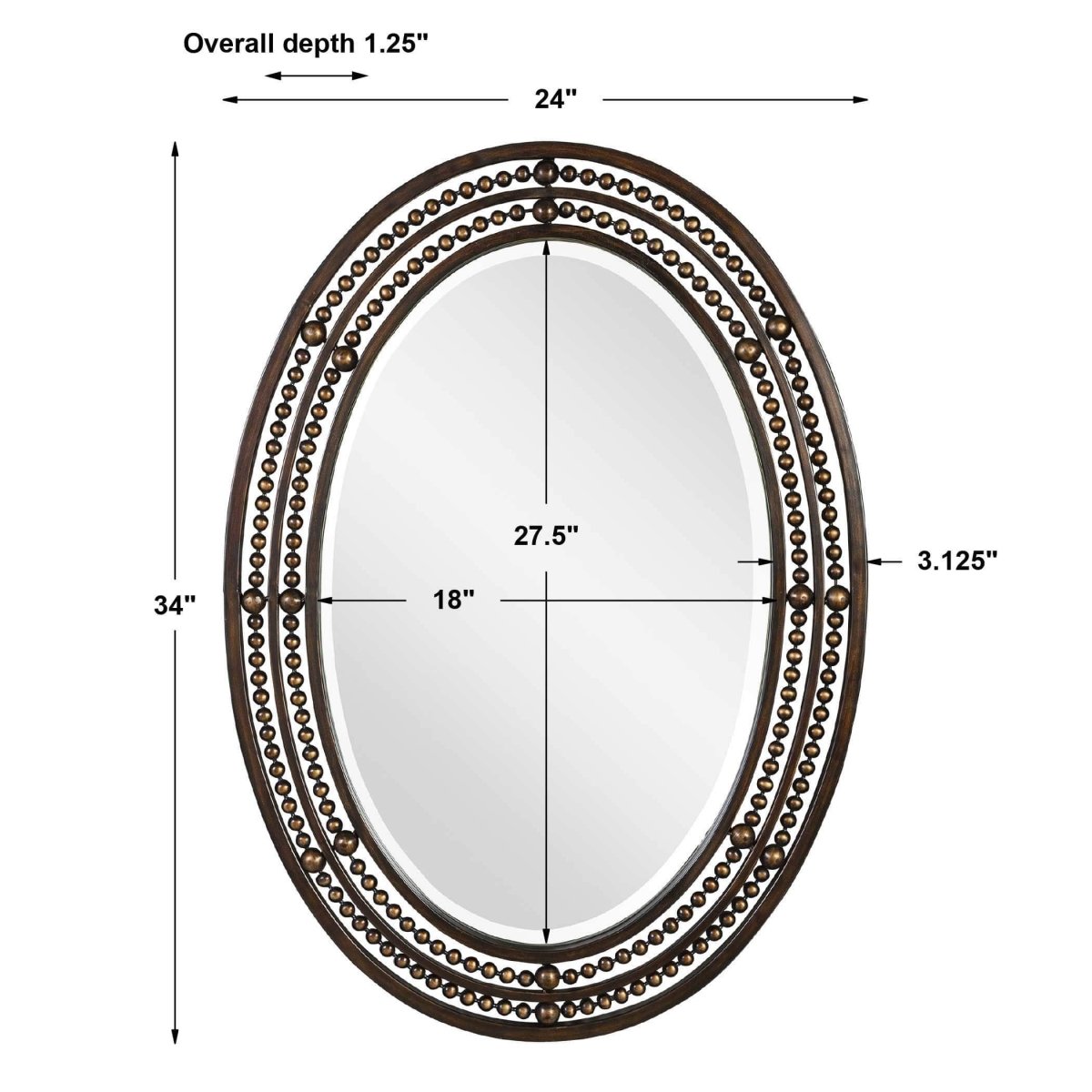 Bronze Ford Mirror - Uttermost - Oval Mirrors by Modest Hut