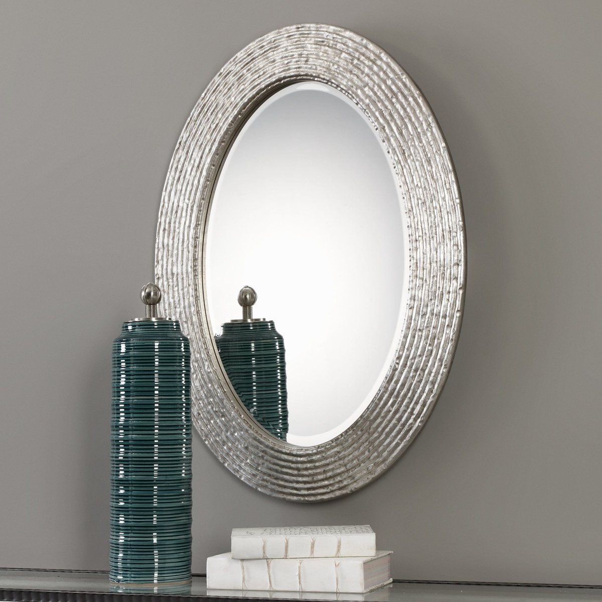 Conder Oval Silver Mirror - Uttermost - Oval Mirrors by Modest Hut