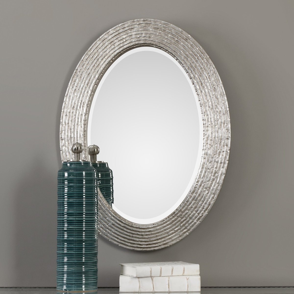 Conder Oval Silver Mirror - Uttermost - Oval Mirrors by Modest Hut