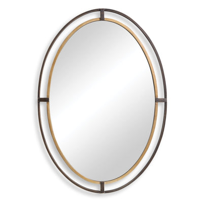 Distressed Rustic Bronze Double Frame Oval Mirror - Uttermost - Oval Mirrors by Modest Hut