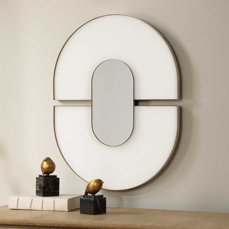Encase Modern White Oval Mirror - Oval Mirrors