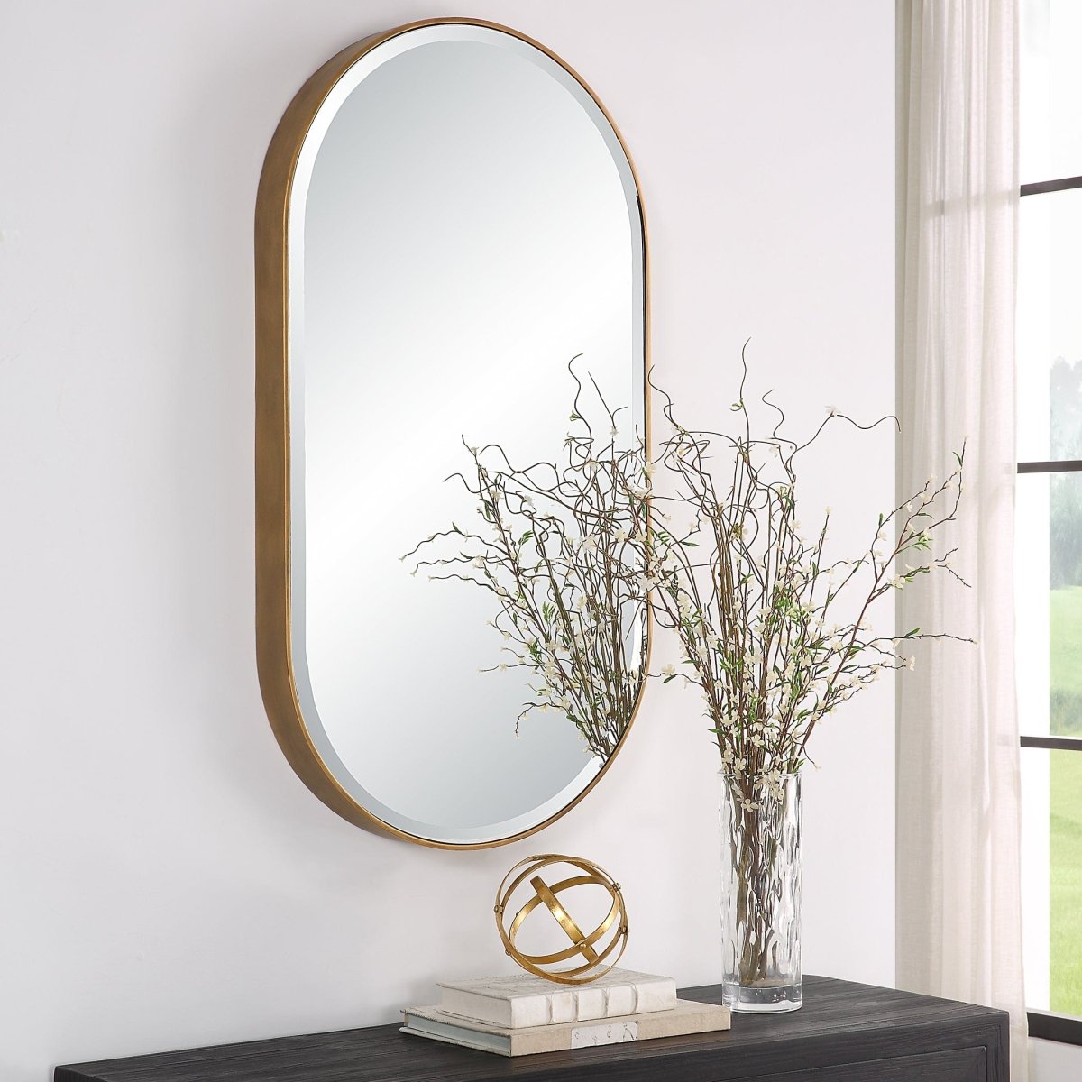 Lago Oval Gold Mirror - Uttermost - Oval Mirrors by Modest Hut