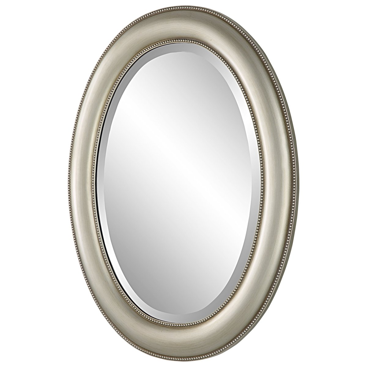 Metallic Silver Oval Beaded Frame Mirror - Uttermost - Oval Mirrors by Modest Hut