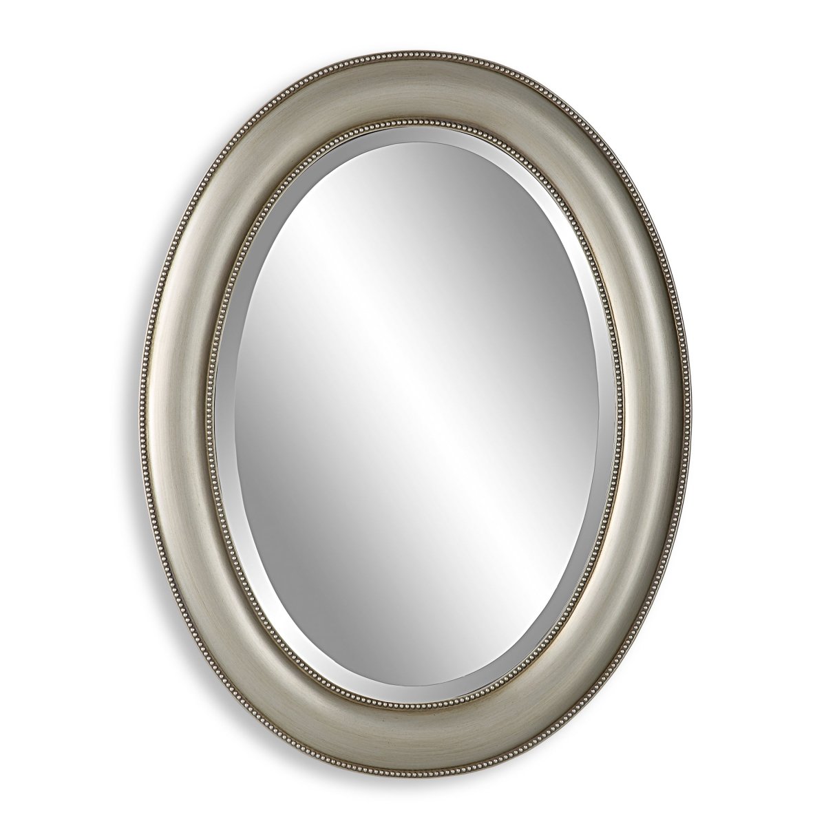 Metallic Silver Oval Beaded Frame Mirror - Uttermost - Oval Mirrors by Modest Hut