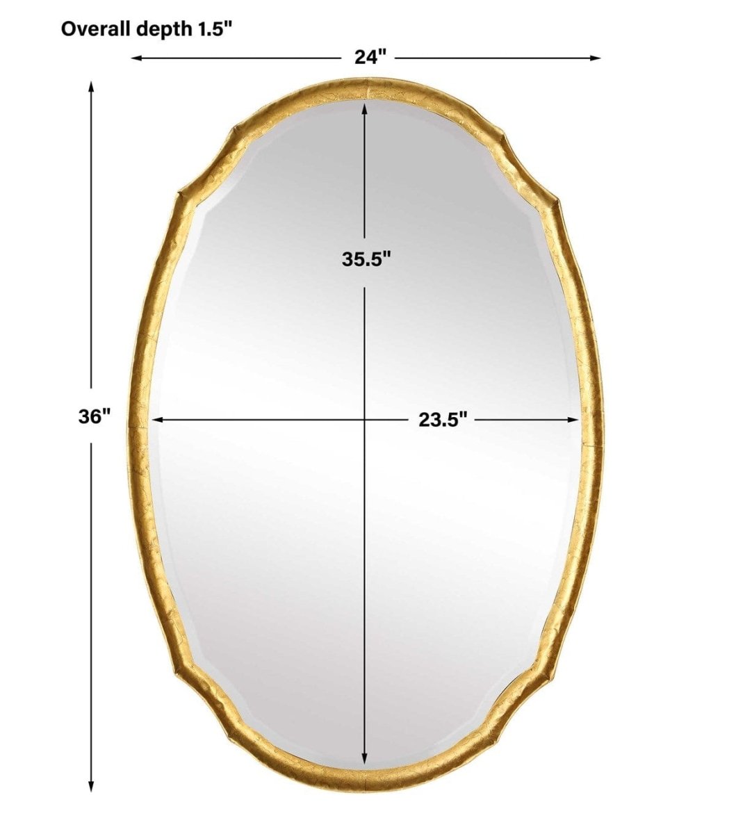 Oval Shaped Gold Mirror - Uttermost - Oval Mirrors by Modest Hut