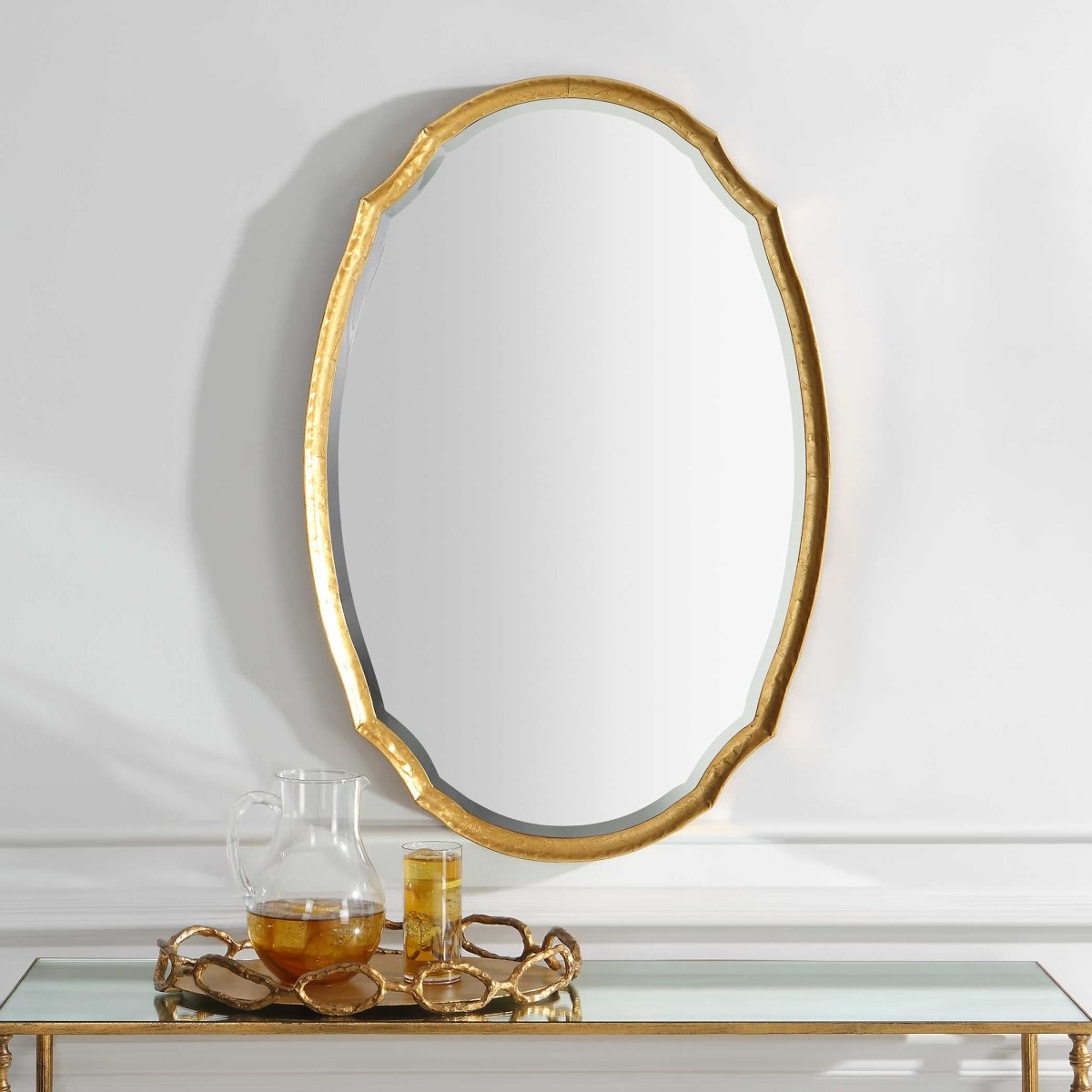 Oval Shaped Gold Mirror - Uttermost - Oval Mirrors by Modest Hut