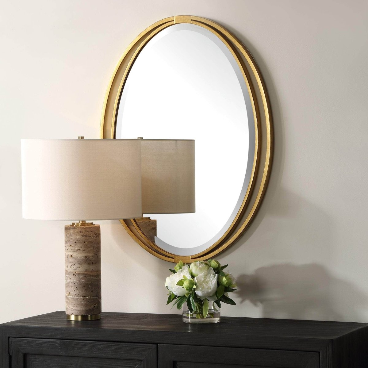 Rhodes Gold Oval Mirror - Uttermost - Oval Mirrors by Modest Hut