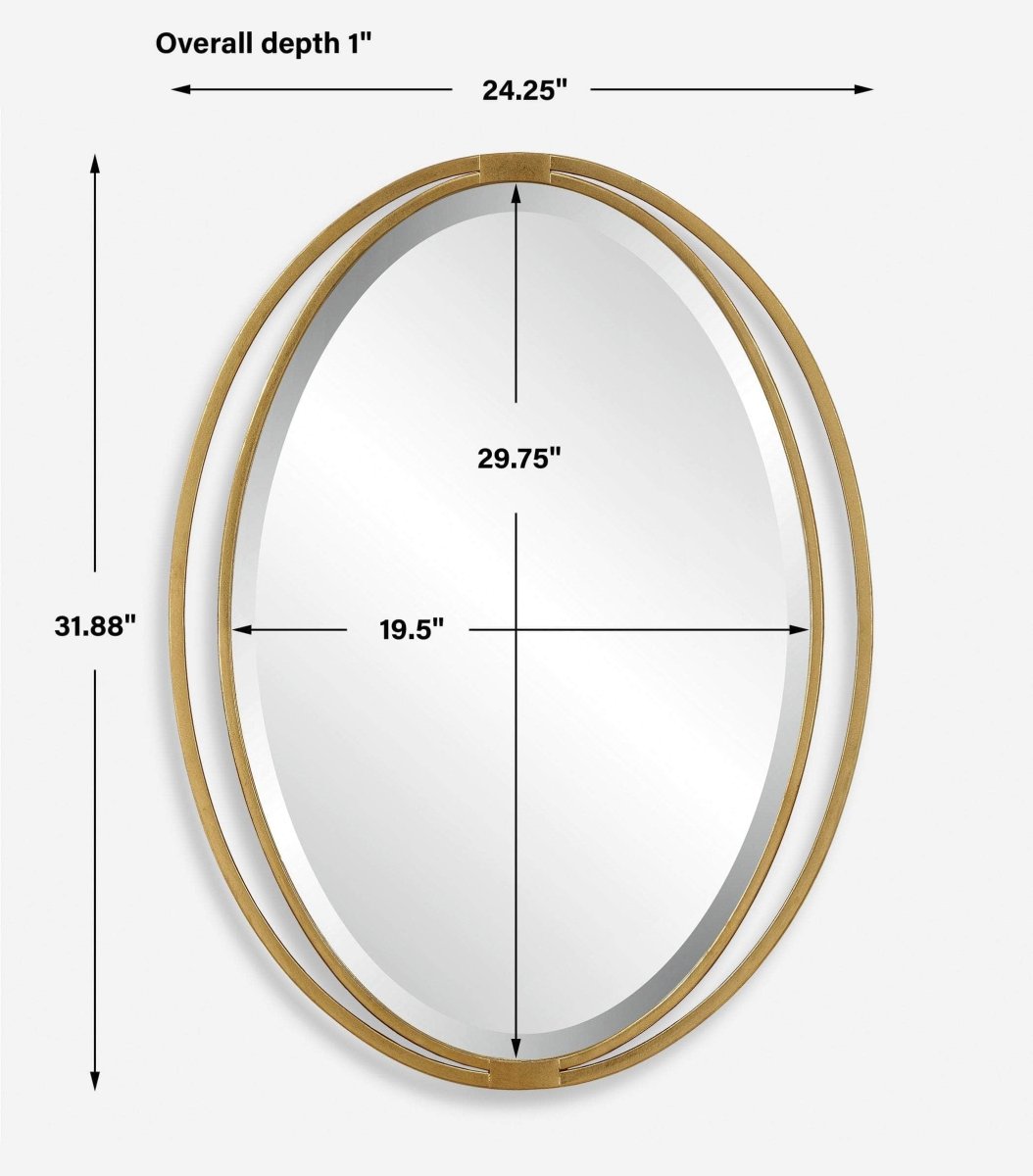 Rhodes Gold Oval Mirror - Uttermost - Oval Mirrors by Modest Hut