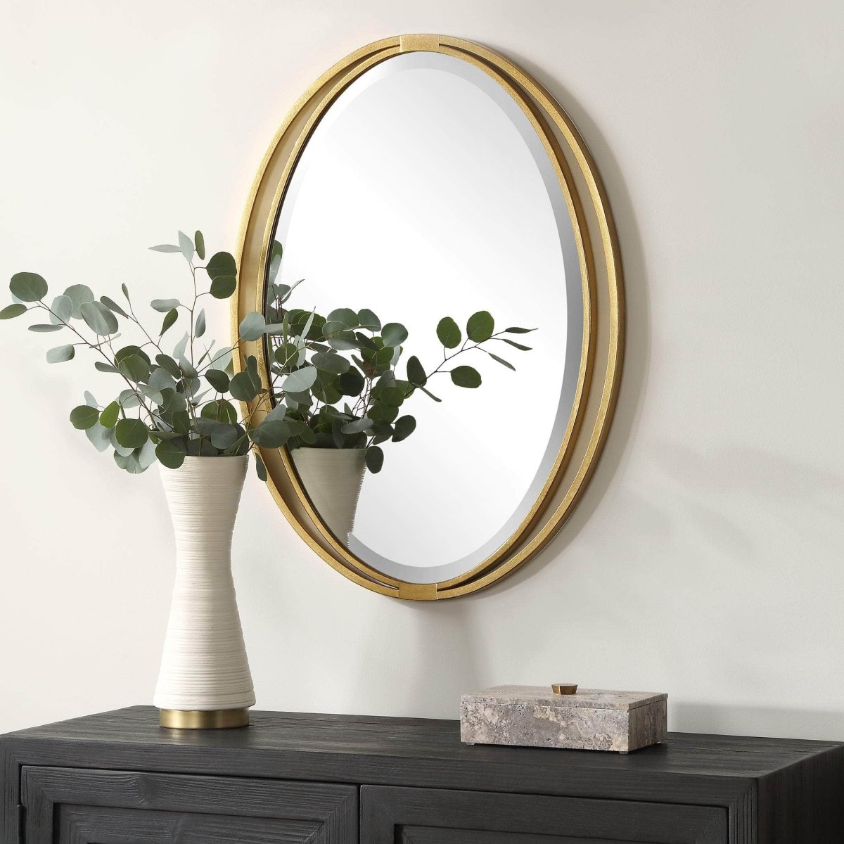 Rhodes Gold Oval Mirror - Uttermost - Oval Mirrors by Modest Hut