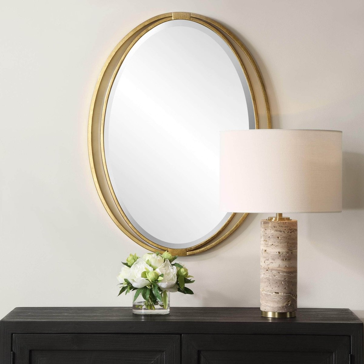 Rhodes Gold Oval Mirror - Uttermost - Oval Mirrors by Modest Hut